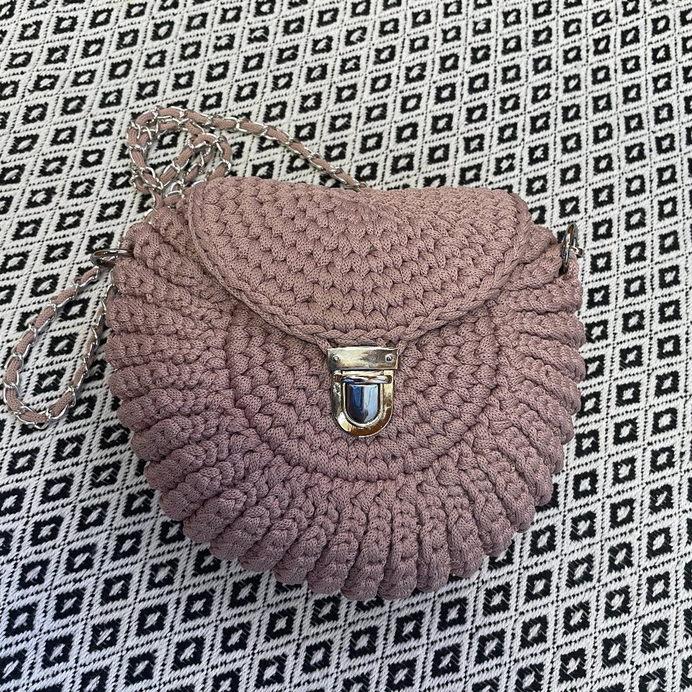 Crossbody, handmade, knitted bag